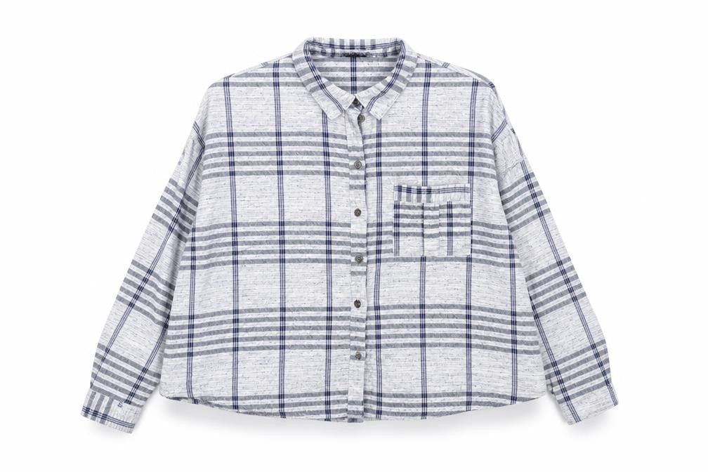 BDG Womens Blue Check  Basic Button-Up Size S