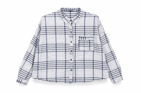 BDG Womens Blue Check  Basic Button-Up Size S