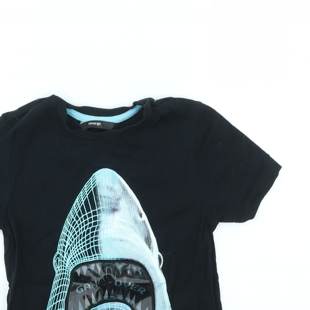George Boys Black   Basic T-Shirt Size 5-6 Years