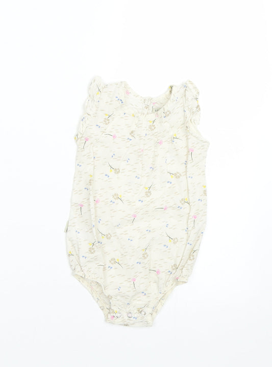 Sticky Fudge Girls Beige Floral  Basic Tank Size 12-18 Months