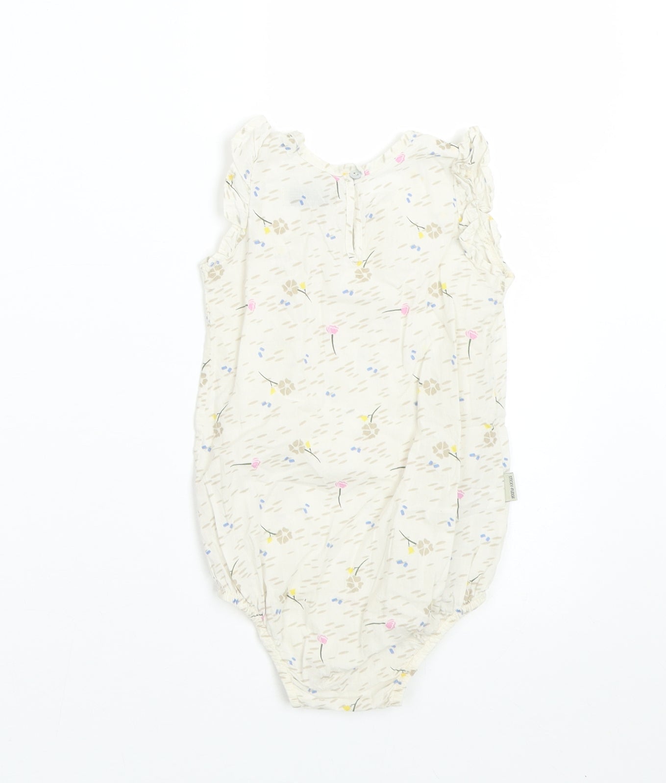 Sticky Fudge Girls Beige Floral  Basic Tank Size 12-18 Months