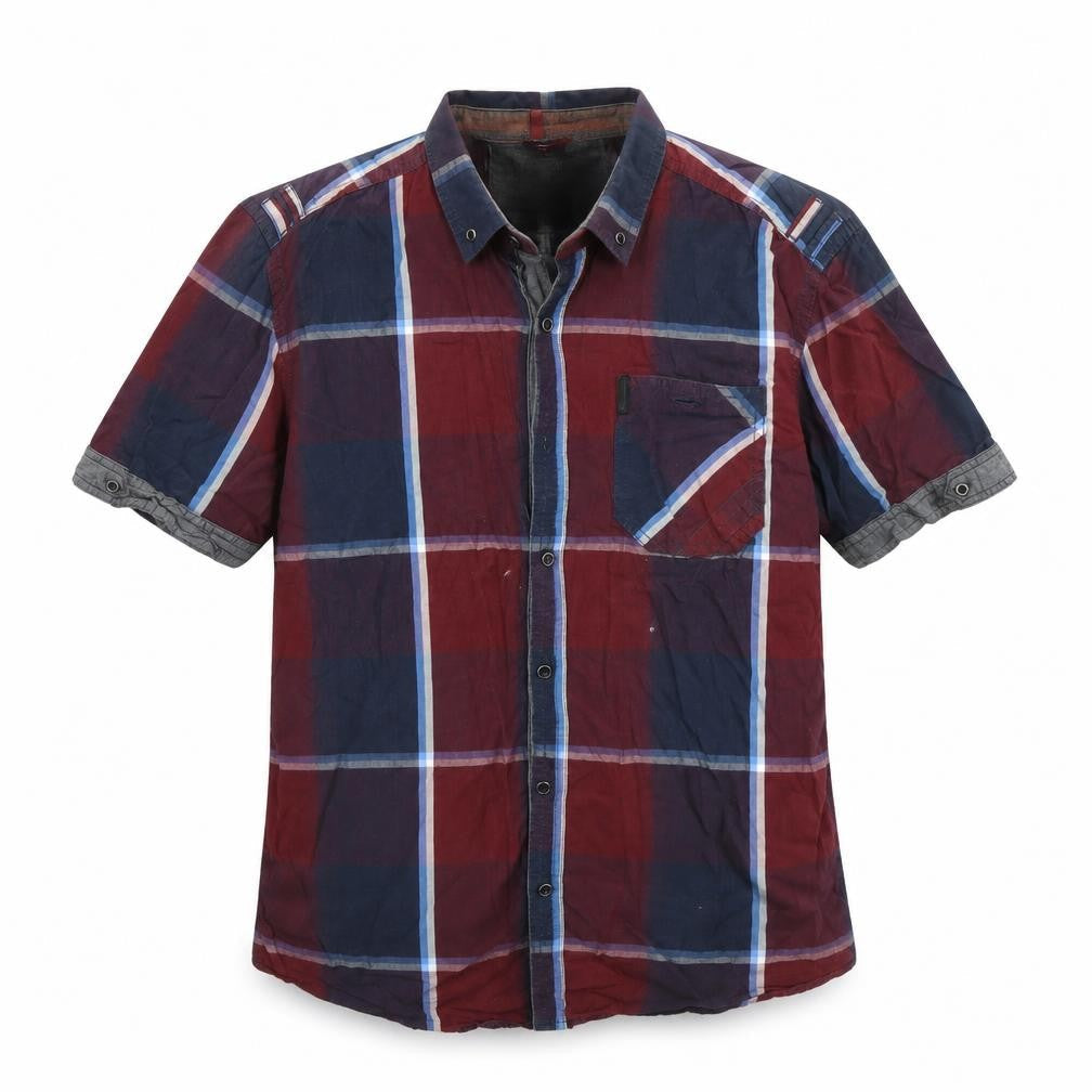 Urbndist Mens Red Check   Button-Up Size M