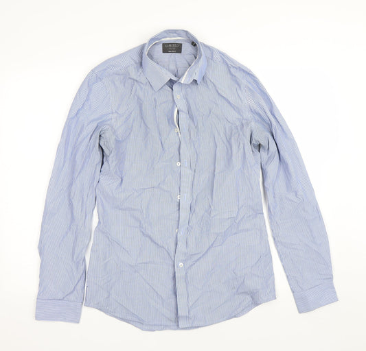 Limited Mens Blue Striped   Dress Shirt Size 15
