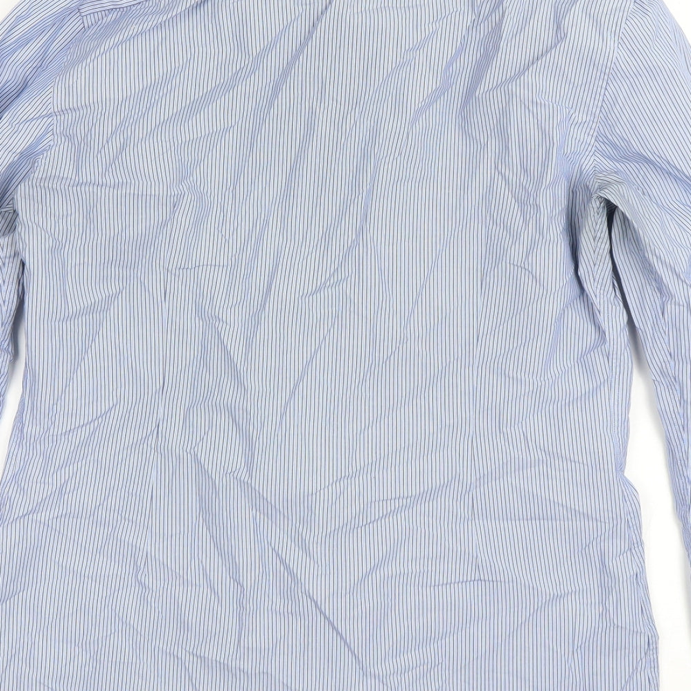 Limited Mens Blue Striped   Dress Shirt Size 15