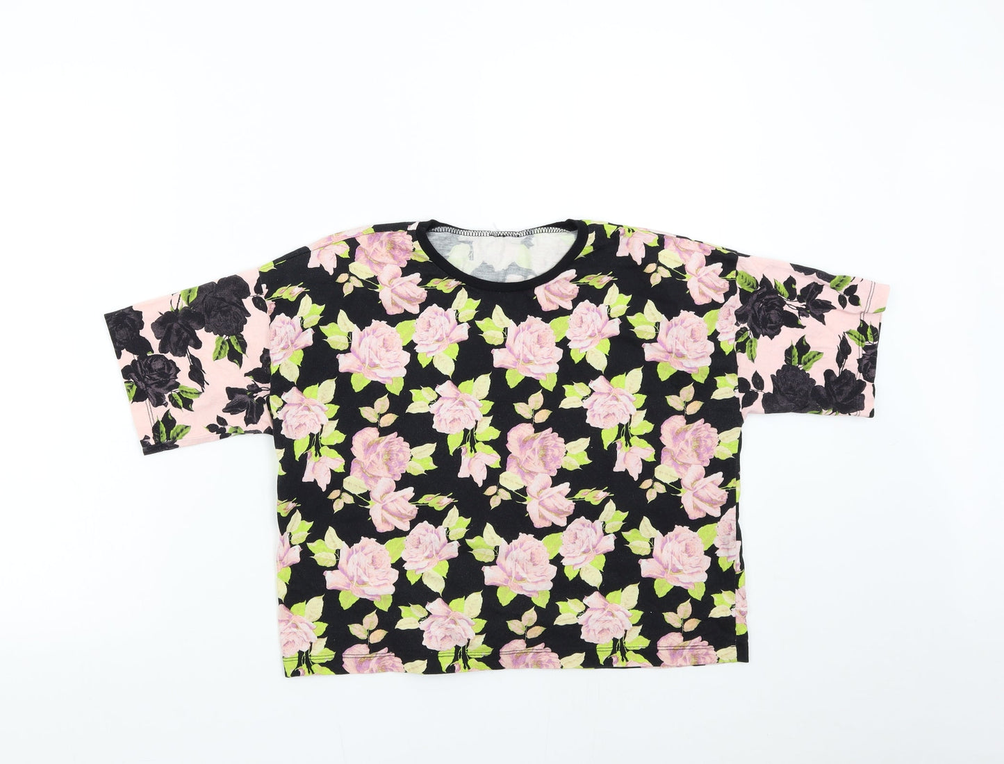 ASOS Womens Black Floral  Basic T-Shirt Size 10