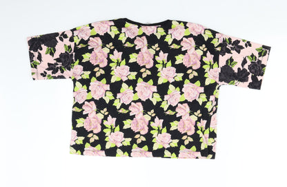 Back view of ASOS women’s black floral basic t-shirt, size UK 10
