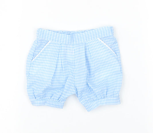 Preworn Baby Blue Check  Capri Trousers Size 3-6 Months