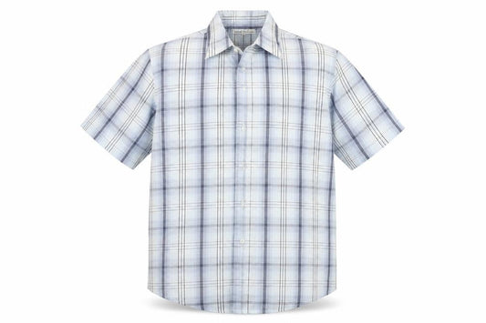 EWM Mens Blue Check   Button-Up Size XL