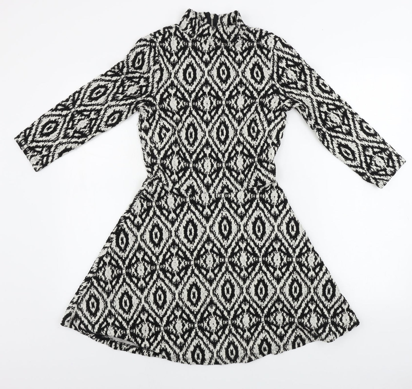 H&M  Womens White Geometric  A-Line  Size S