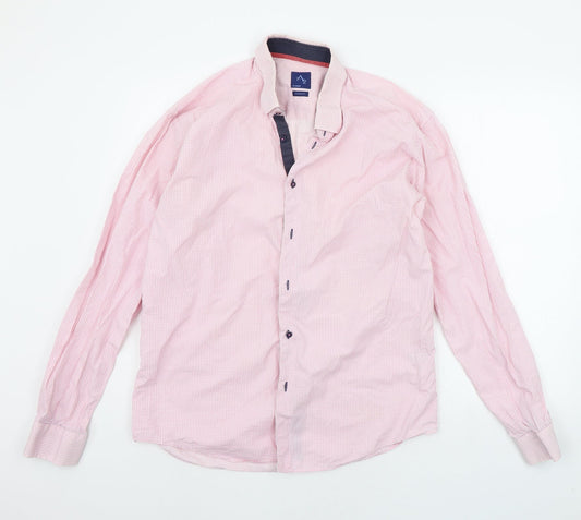 a2 BY ANDRE Mens Pink Polka Dot   Button-Up Size L