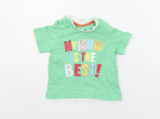 Mothercare Baby Green   Basic T-Shirt Size 6-9 Months