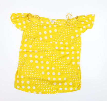 Pep&Co Womens Yellow Polka Dot  Basic Blouse Size 16