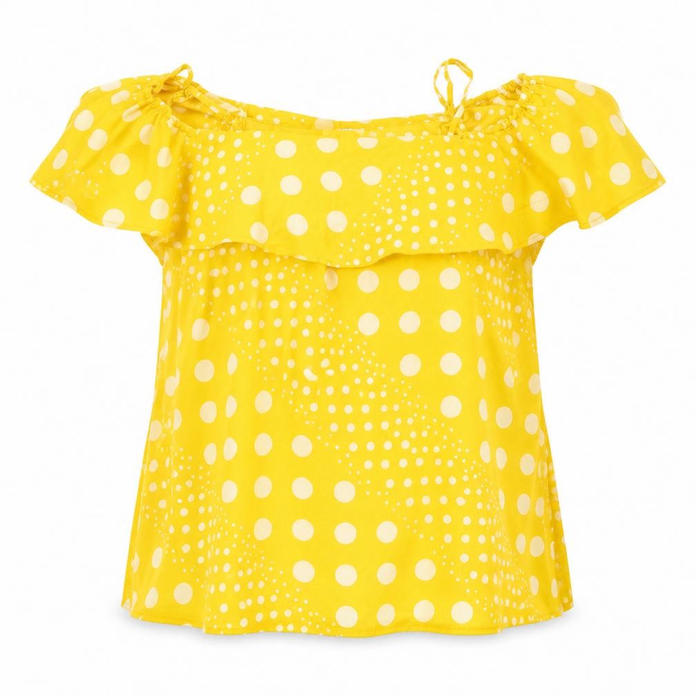 pEP&CO Womens Yellow Polka Dot  Basic Blouse Size 16