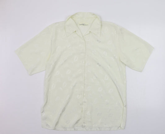 Christion marcus  Womens Yellow Geometric  Basic Button-Up Size 14