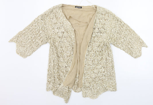 CASAMIA Womens Beige Houndstooth  Cardigan Jumper Size S