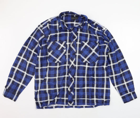 Eurostar Mens Blue Check   Button-Up Size XL