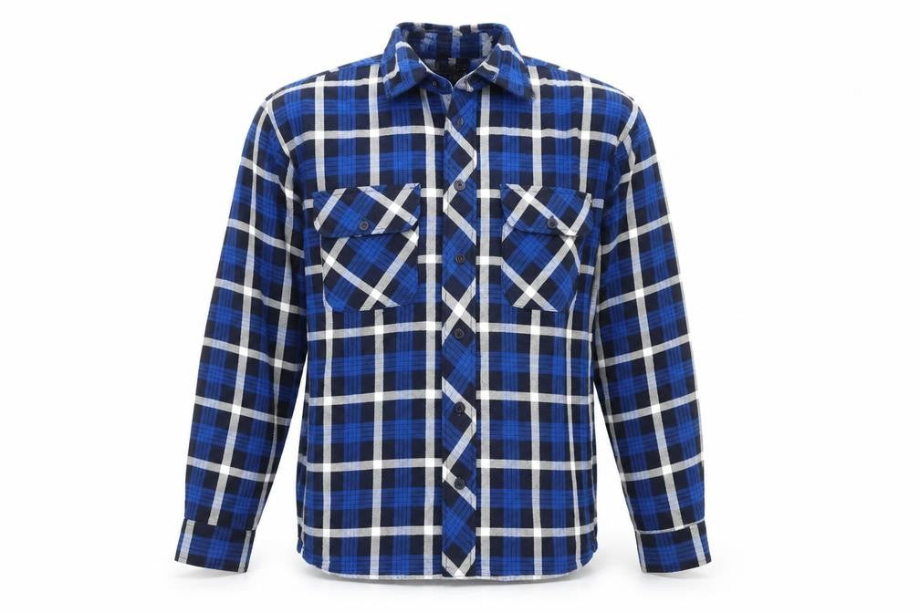 Eurostar Mens Blue Check   Button-Up Size XL