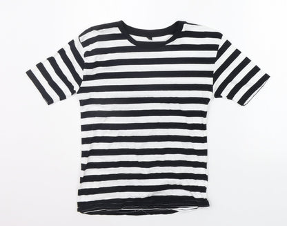 Preworn Womens Black Striped  Basic T-Shirt Size S