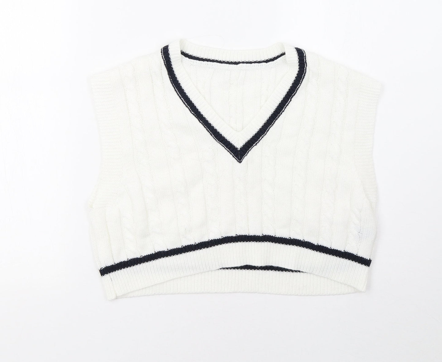 SheIn Womens White   Pullover Sweatshirt Size S  - cropped