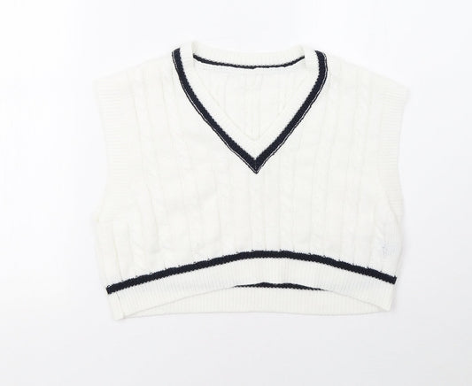 SheIn Womens White   Pullover Sweatshirt Size S  - cropped