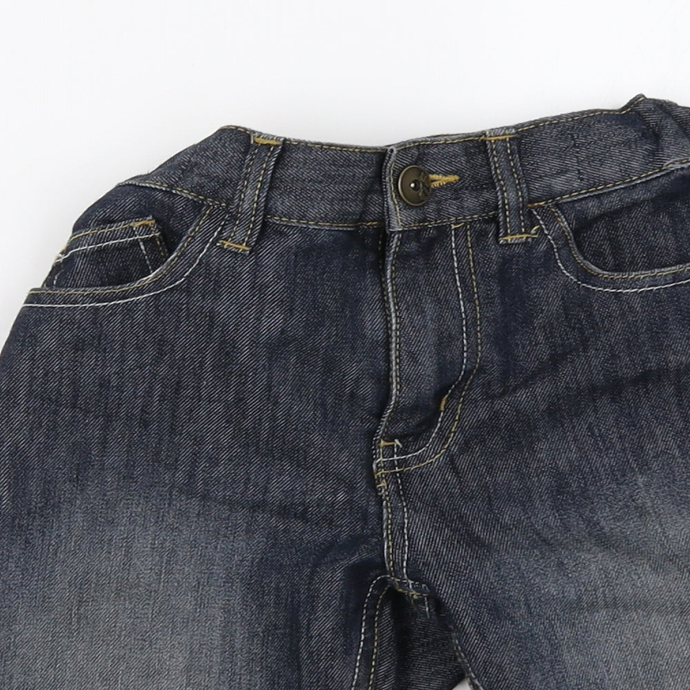 Close-up detail of Urban Outlaws boys’ blue denim straight jeans, size 9, months