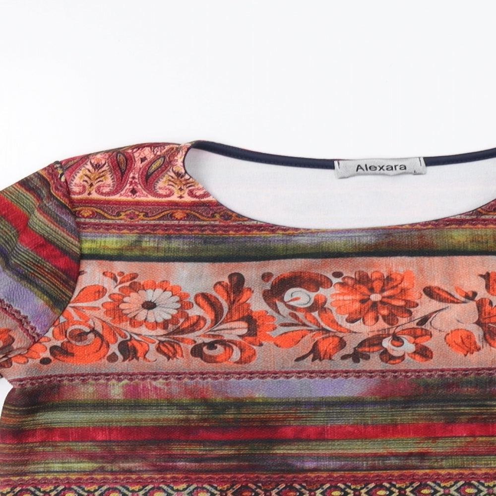 alexara Womens Orange Geometric  Pullover Sweatshirt Size L