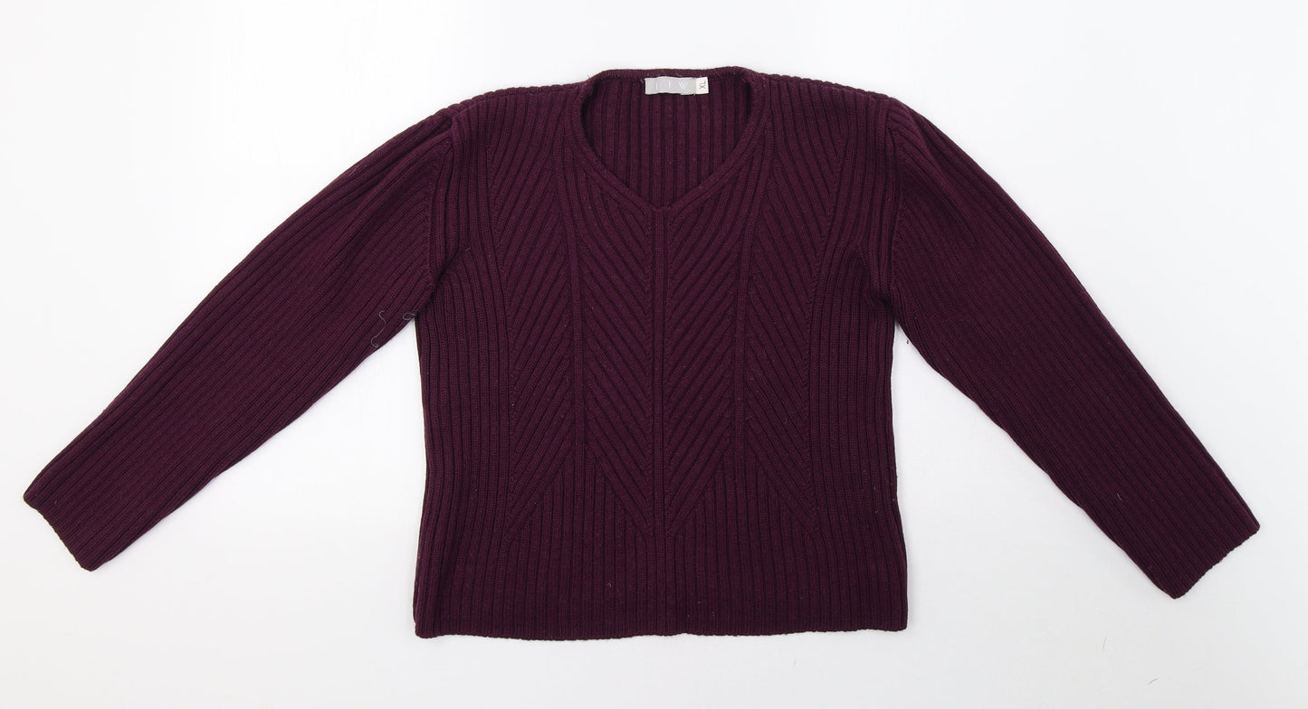 JFW Womens Purple  Knit Pullover Sweatshirt Size XL