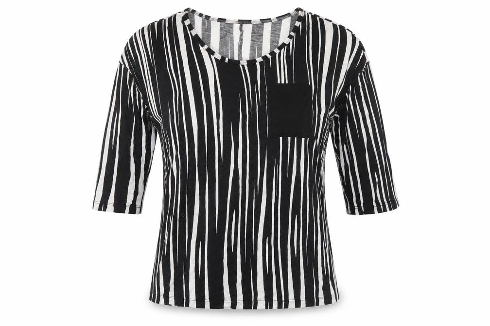 LOFT Womens Black Striped  Basic T-Shirt Size M