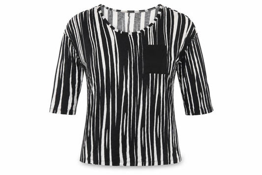 LOFT Womens Black Striped  Basic T-Shirt Size M