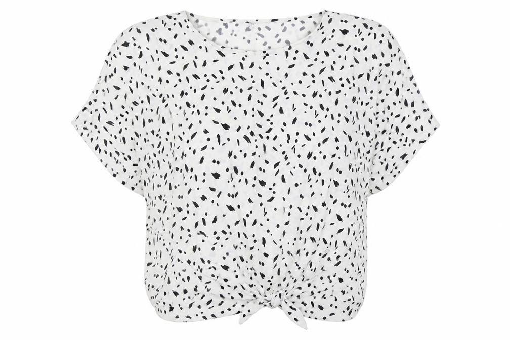 Glamour style Womens White Polka Dot  Basic Blouse Size S