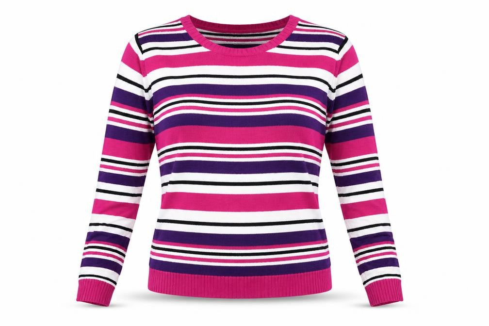 EWM Womens Purple Striped  Pullover Jumper Size L