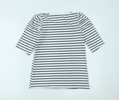 Preloved Basics Womens White Striped  Basic T-Shirt Size S - Back