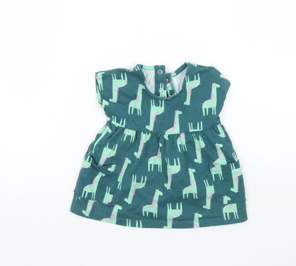 Additional front view of George girls’ green animal print basic blouse, size 0-3, months