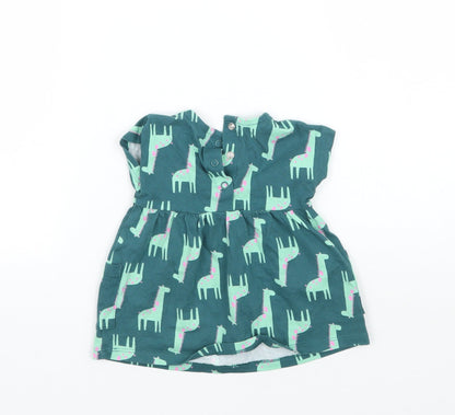 Back view of George girls’ green animal print basic blouse, size 0-3, months