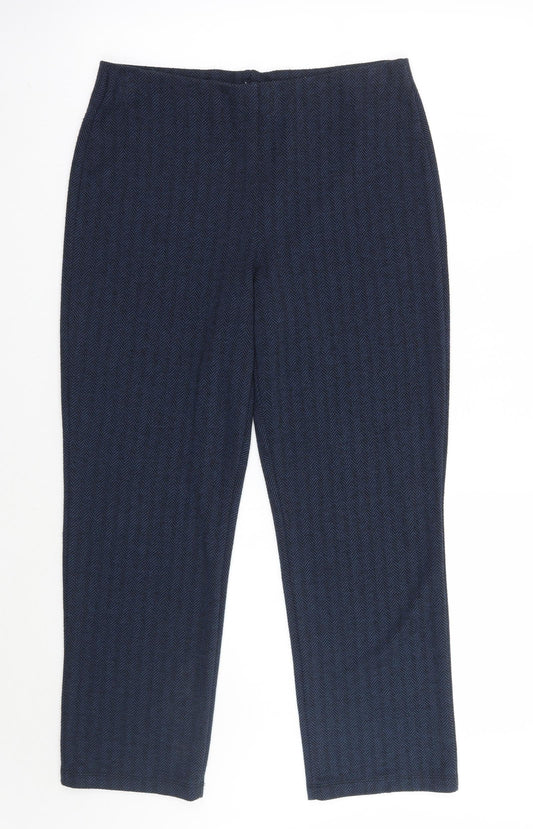 Marks and Spencer Womens Blue Geometric  Trousers  Size 12 L26 in