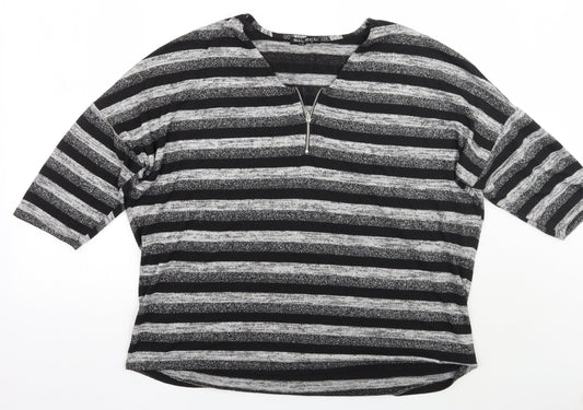 Select Womens Grey Striped  Pullover Jumper Size 18
