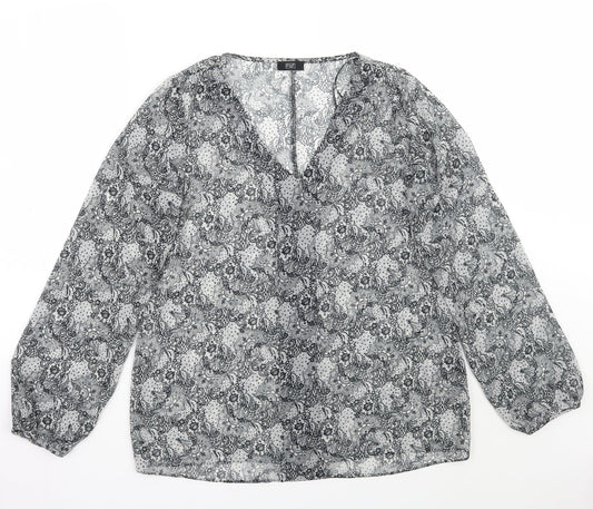 F&F Womens White Floral  Basic Blouse Size 12