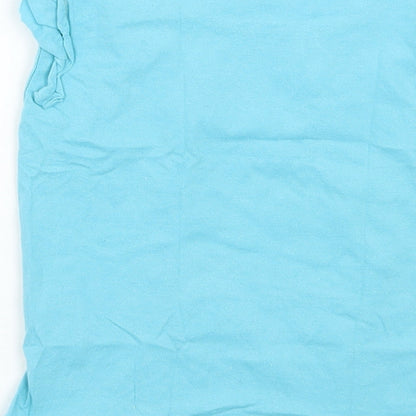 Brand and care label for Next girls’ blue basic t-shirt, size 18-24, months