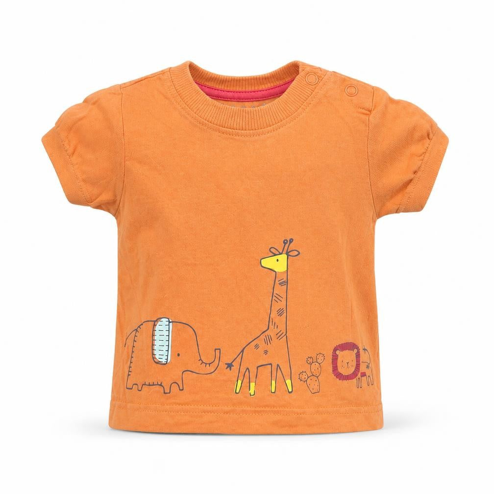 Nutmeg Baby Orange Animal Print  Basic T-Shirt Size 3-6 Months