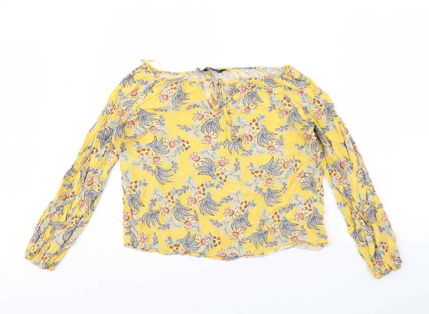 Peacocks Womens Yellow Floral  Basic Blouse Size 12