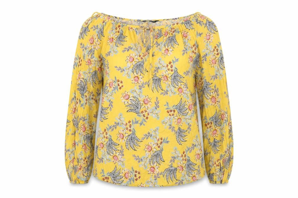 Peacocks Womens Yellow Floral  Basic Blouse Size 12