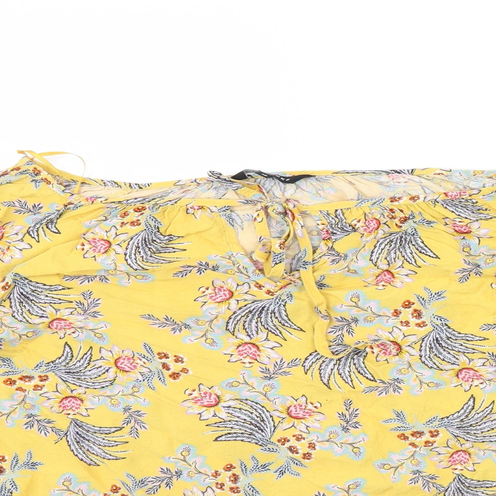 Peacocks Womens Yellow Floral  Basic Blouse Size 12