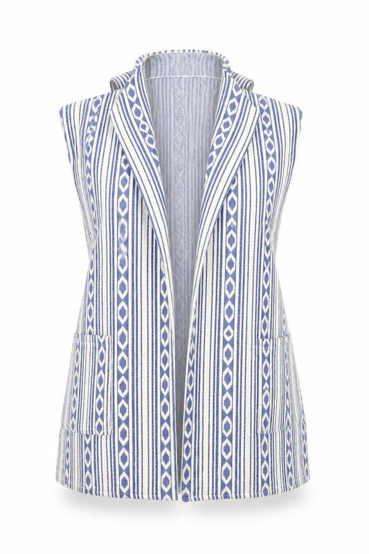 River Island Womens Ivory Striped  Gilet Jacket Size 10