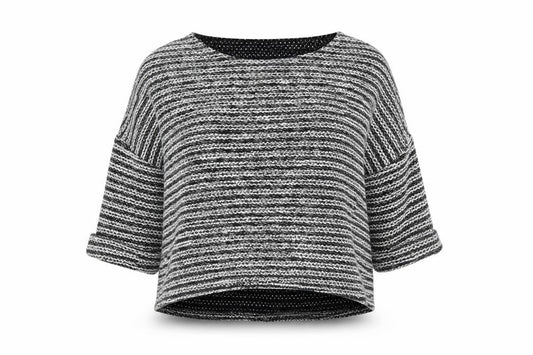 Front view of Atmosphere women’s black herringbone jumper, size M