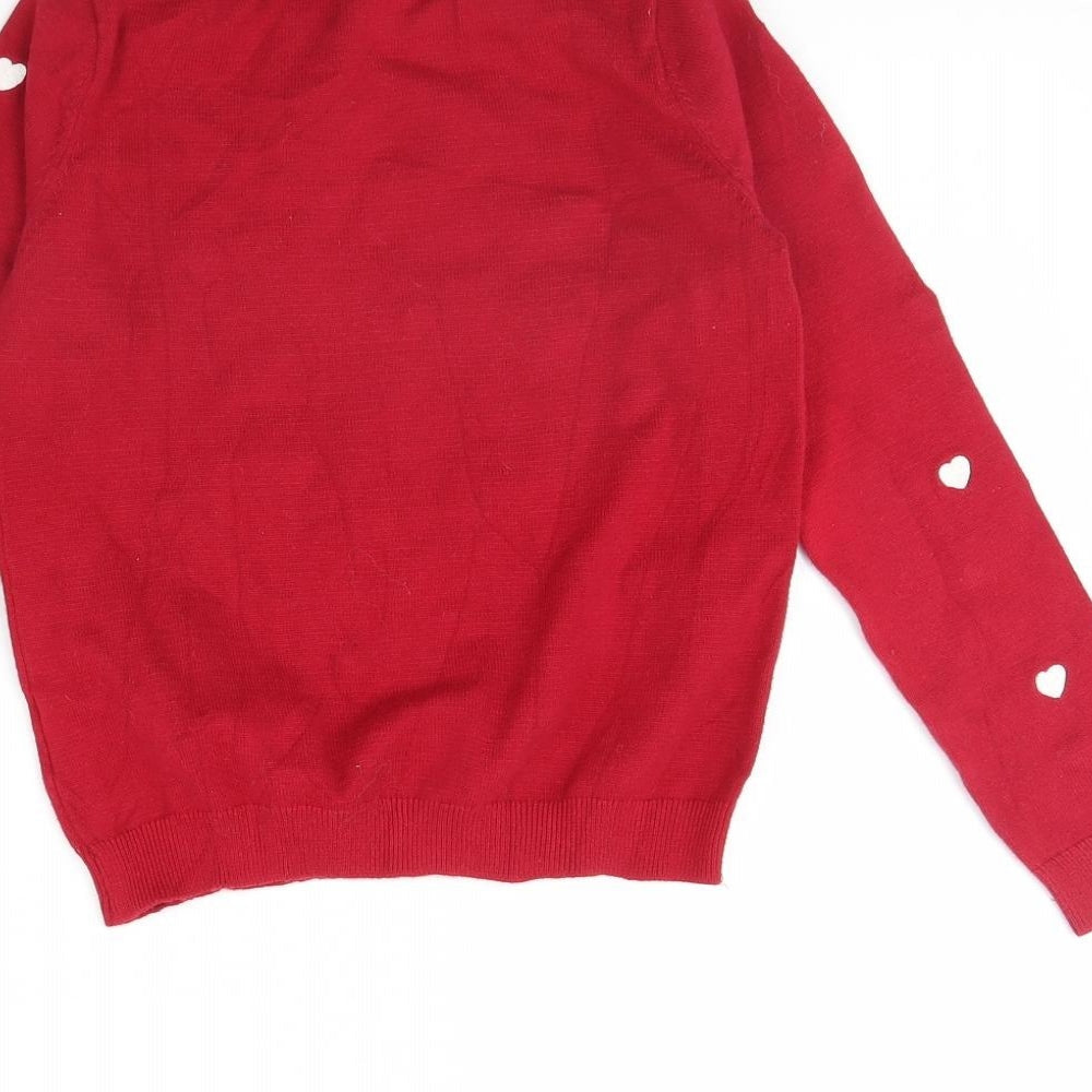 H&M Girls Red   Pullover Jumper Size 8 Years