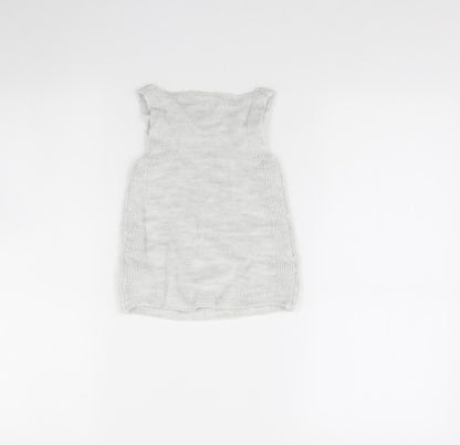 Back view of F&F girls’ grey jumper dress, size 9-12, months