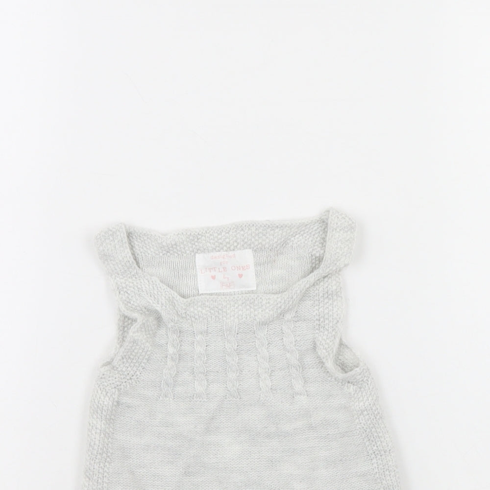 Close-up detail of F&F girls’ grey jumper dress, size 9-12, months