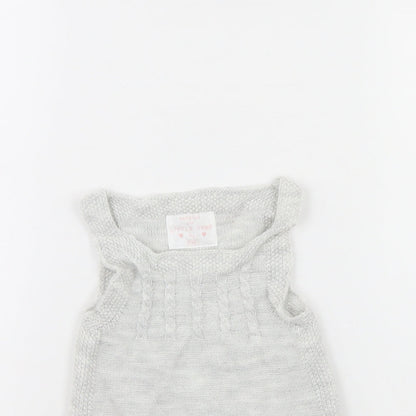 Close-up detail of F&F girls’ grey jumper dress, size 9-12, months