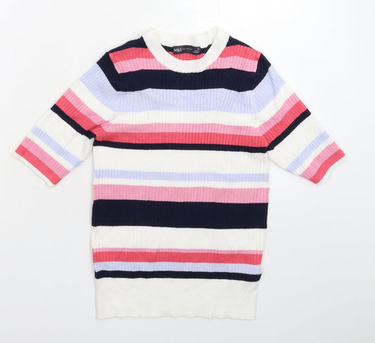 Marks and Spencer Womens Multicoloured Striped Knit Pullover Jumper Size 10