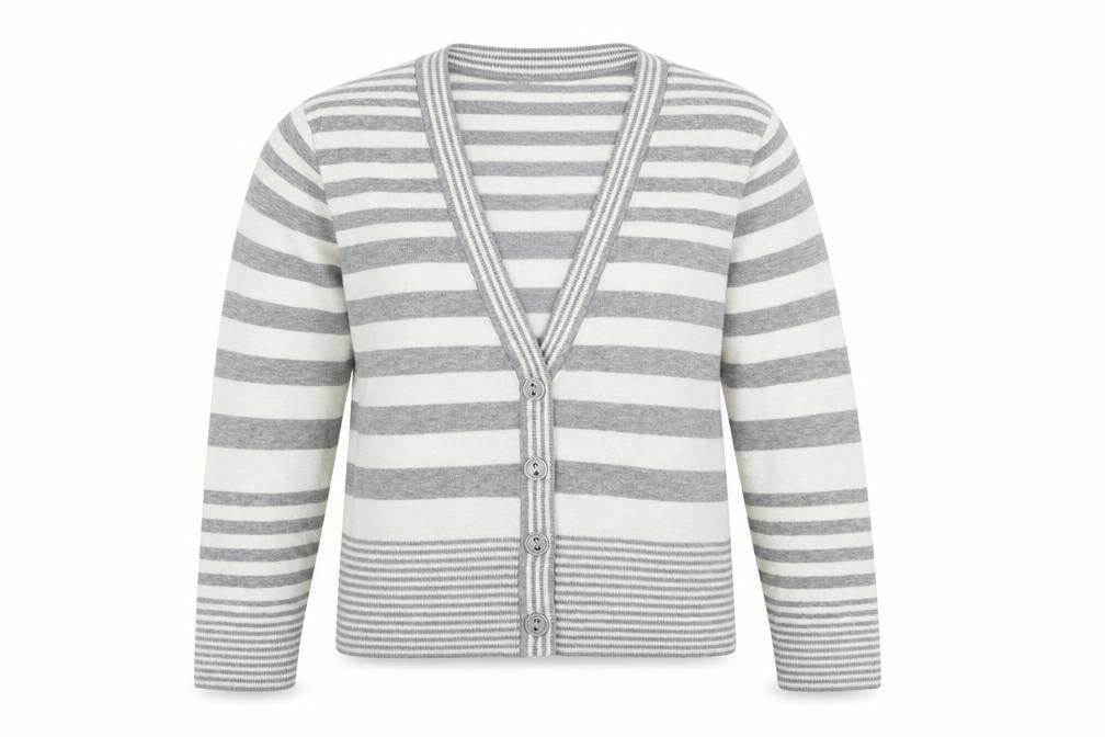 Select Womens Grey Striped Knit Cardigan Jumper Size 10
